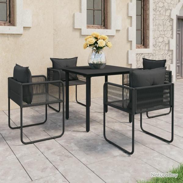 Ensemble  manger de jardin 5 pcs PVC rsine tresse noir