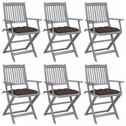 Chaises pliables d'extérieur lot de 6 et coussins Bois d'acacia