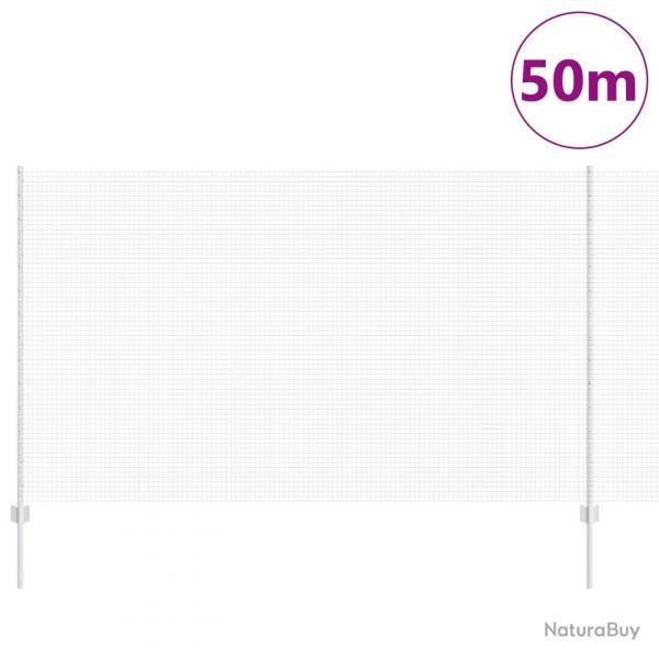 Clture en fil soud avec 44 poteaux en U argent 1.4x50 m acier