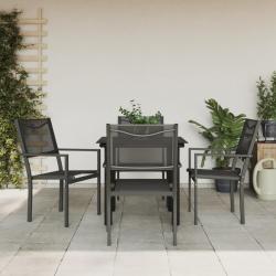 Ensemble à manger de jardin 5 pcs noir textilène et acier