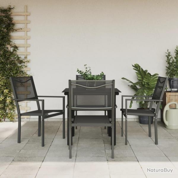 Ensemble  manger de jardin 5 pcs noir textilne et acier