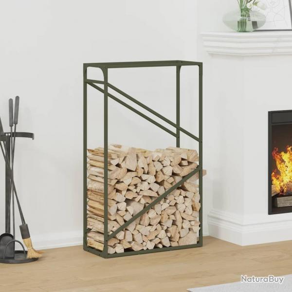 Portant de bois chauffage vert olive 60x25x100 cm