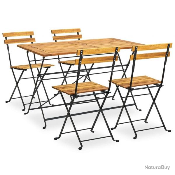 Ensemble  manger d'extrieur pliable 5pcs Bois d'acacia solide