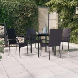 Ensemble à manger de jardin 5 pcs Noir