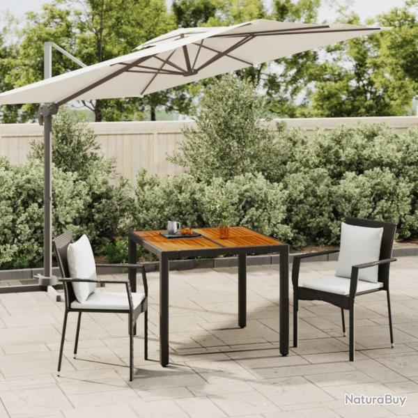 Ensemble  manger de jardin avec coussins 3 pcs Noir
