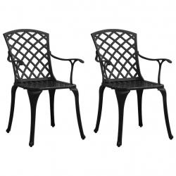 Chaises de jardin lot de 2 Aluminium coulé Noir