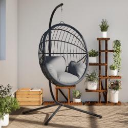 Support de chaise suspendue en forme d'oeuf noir acier