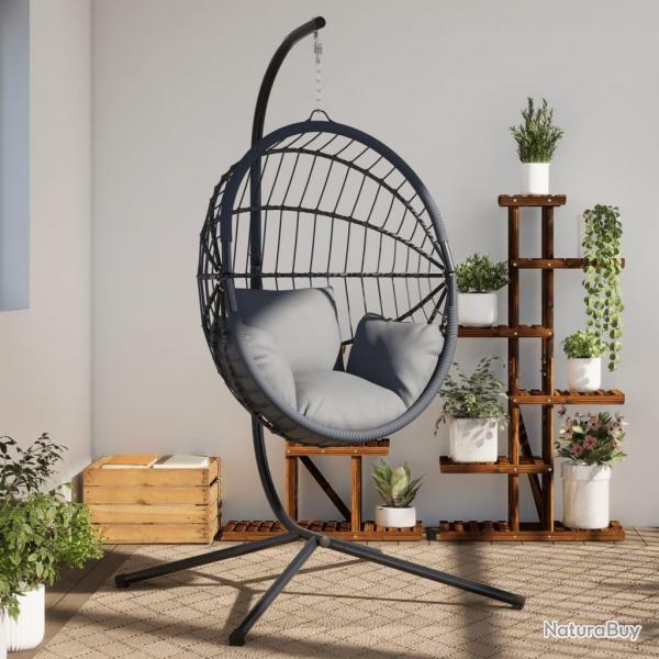Support de chaise suspendue en forme d'oeuf noir acier