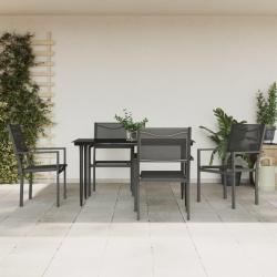 Ensemble à manger de jardin 5 pcs noir textilène et acier