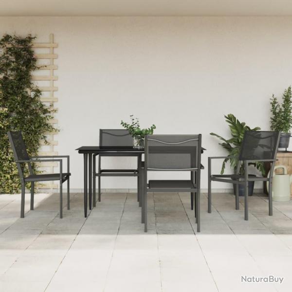 Ensemble  manger de jardin 5 pcs noir textilne et acier