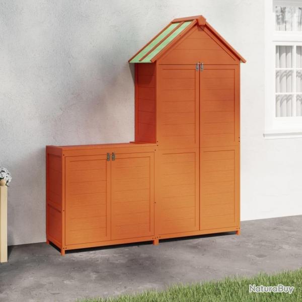 Ensemble de remise  outils de jardin 2 pcs marron pin massif
