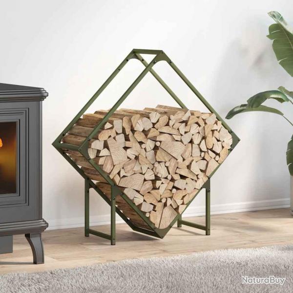 Portant de bois chauffage vert olive 80x25x80 cm