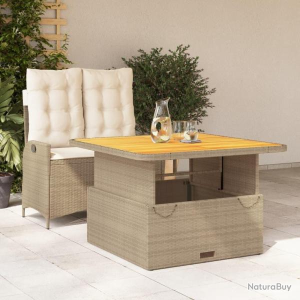Ensemble  manger de jardin et coussins 2 pcs beige poly rotin