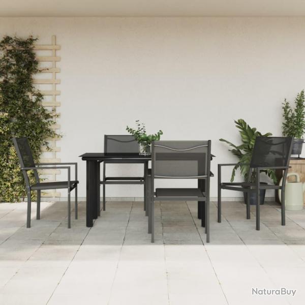 Ensemble  manger de jardin 5 pcs noir textilne et acier