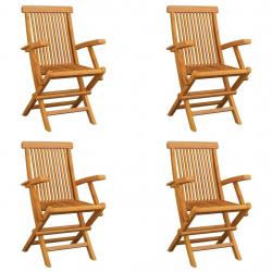 Chaises pliables de jardin lot de 4 Bois de teck solide