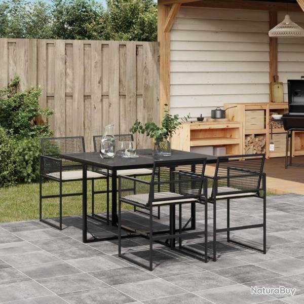 Ensemble  manger de jardin coussins 5pcs noir rsine tresse