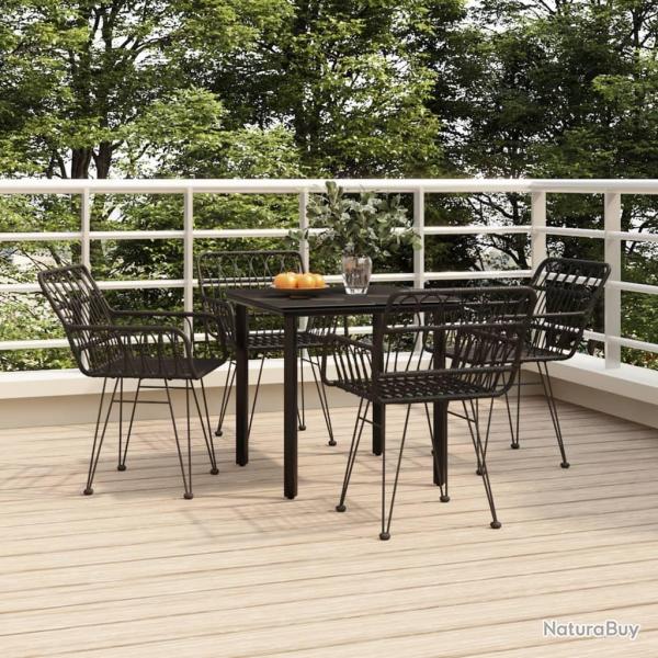 Ensemble  manger de jardin 5 pcs Noir Rsine tresse
