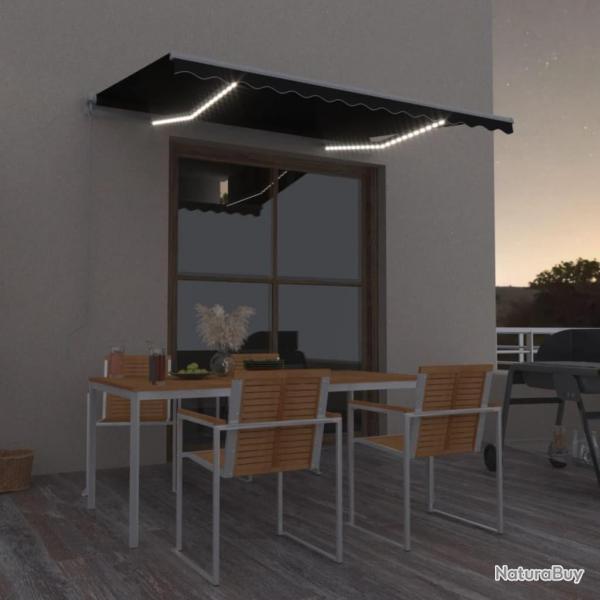 Auvent manuel rtractable avec LED 350x250 cm Anthracite