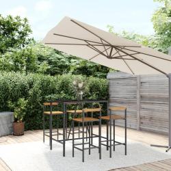 Ensemble de bar jardin 5 pcs noir poly rotin/bois massif acacia