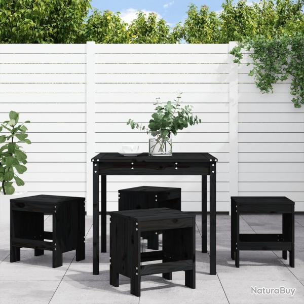 Ensemble  manger de jardin 5pcs noir bois massif de pin