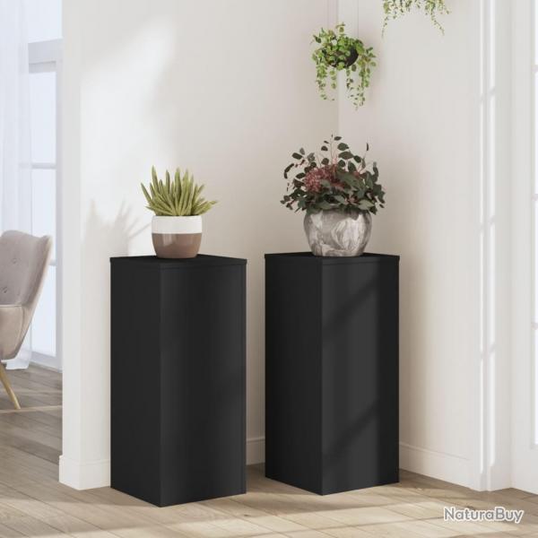 Supports pour plantes 2 pcs noir 30x30x70 cm bois d'ingnierie