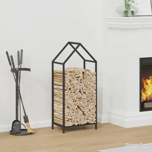 Portant de bois chauffage noir 40x25x90 cm