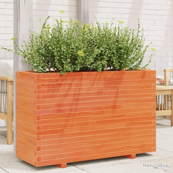 Jardinire cire marron 110x40x72 cm bois de pin massif