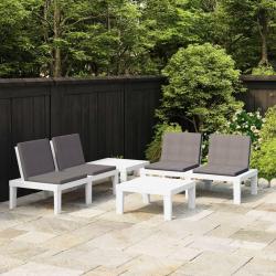 Salon de jardin 4 pcs avec coussins Plastique Blanc