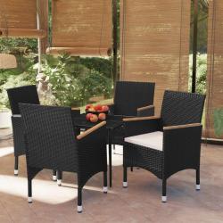 Ensemble à manger de jardin avec coussins 5 pcs Noir