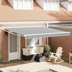 Auvent rétractable anthracite et blanc 4x3 m tissu et aluminium