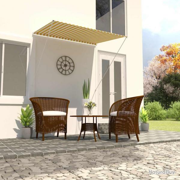 Auvent rtractable 150x150 cm Jaune et blanc