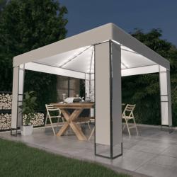 Tonnelle avec double toit et lumières LED 3x3 m Blanc