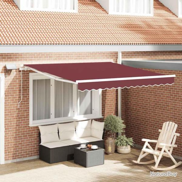 Auvent manuel rtractable avec LED bordeaux 300x250 cm