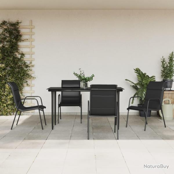 Ensemble  manger de jardin 5 pcs noir textilne et acier