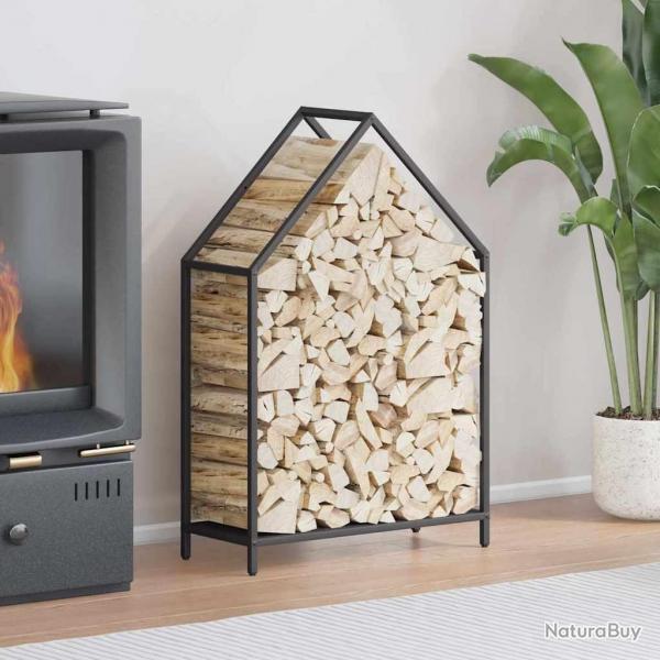 Portant de bois chauffage noir 60x25x90 cm