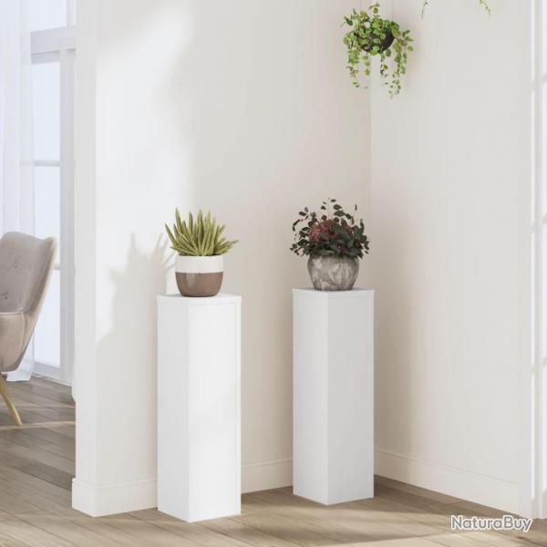 Supports pour plantes 2 pcs blanc 17x17x60 cm bois d'ingnierie