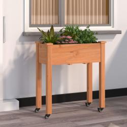 Jardinière sur roues avec doublure brun 71x37x80 cm bois sapin