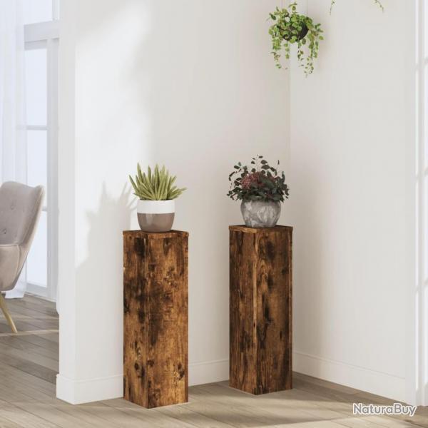 Supports pour plantes 2 pcs chne fum bois d'ingnierie