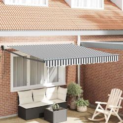 Auvent rétractable anthracite/blanc 3x2,5 m tissu et aluminium