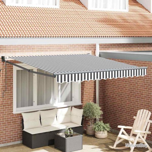 Auvent rtractable anthracite/blanc 3x2,5 m tissu et aluminium