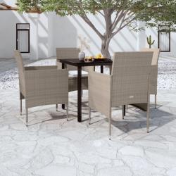 Ensemble à manger de jardin coussins 5 pcs Beige/noir