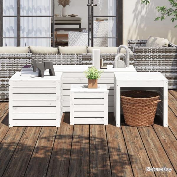 Ensemble de botes de jardin 4 pcs blanc bois de pin massif