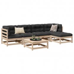 Salon de jardin 6 pcs bois de pin massif