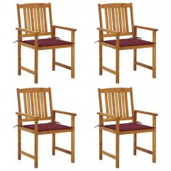 Chaises de jardin avec coussins lot de 4 Bois d'acacia massif