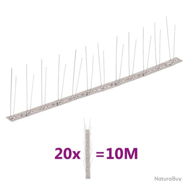 Ensemble de 20 pointes  2 ranges contre oiseaux Inox 10 m