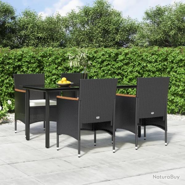 Ensemble  manger de jardin avec coussins 5 pcs Noir