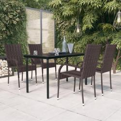 Ensemble à manger de jardin 5 pcs Marron et noir