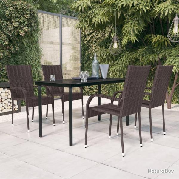 Ensemble  manger de jardin 5 pcs Marron et noir