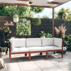 Canapé de jardin à 3 places avec coussin Bois d'acacia massif