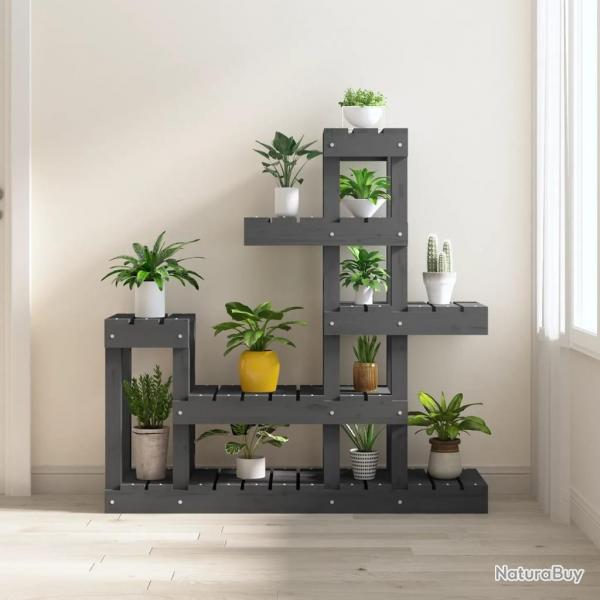 Support  plantes Gris 92x25x97 cm Bois massif de pin